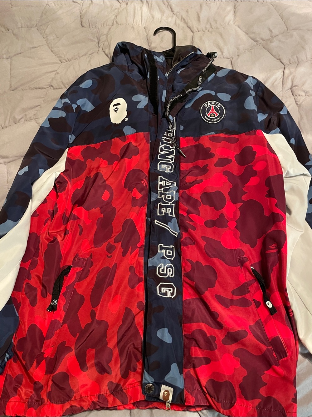 BAPE x PSG Red Camo Windbreaker Jacket